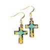(image for) Cloisonne Cross & Crystal Beaded Earrings