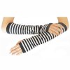 (image for) Striped Black & White Long Fingerless Gloves