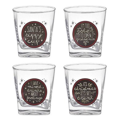 (image for) Tipsy Christmas Whiskey Glasses Set of 4 Funny Sayings