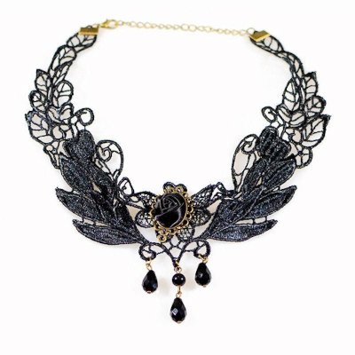 (image for) Black Rose in Lace Choker Necklace