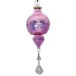 (image for) Grape Design Etched Glass Ornament with Crystal Dangle