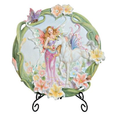 (image for) Fairy & Unicorn Sculpted Plate with Metal Stand