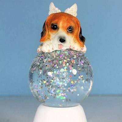 (image for) Beagle Dog Angel Figurine Light Up Glitter Globe