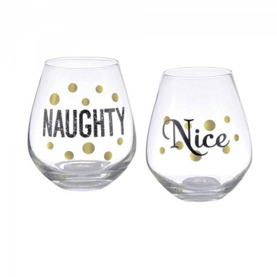 (image for) Naughty or Nice Christmas Stemless Wine Glass