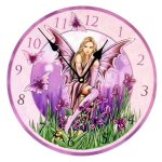 (image for) Purple Fairy Fantasy Art Wall Clock by Lisa Parker