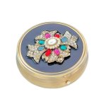 (image for) Jeweled Cross Round Metal Pillbox by Spring Street Design
