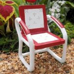 (image for) Chair Figurine Red & White Vintage Fairy Garden Furniture