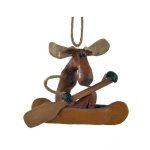 (image for) Moose Figurine in Canoe Christmas Ornament