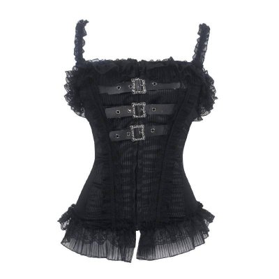 (image for) Dark Buckles Stripes & Lace Corset