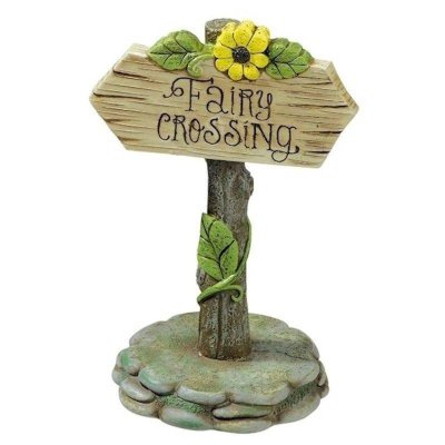 (image for) Fairy Crossing Fairy Garden Sign Figurine