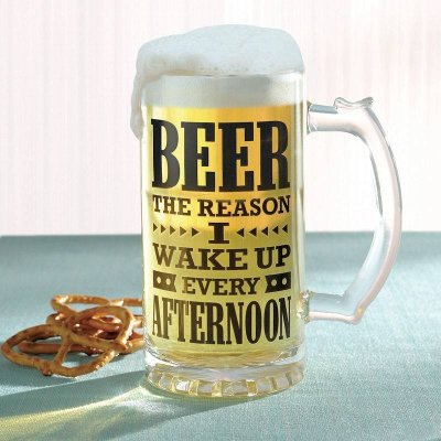 (image for) Beer the Reason I Wake Up Glass by Grasslands Road