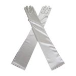 (image for) Silver Satin Long Glamorous Formal Gloves
