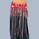 (image for) Red Beaded Butterfly Design Belt for Belly Dance Costume