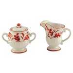 (image for) Red Leaf Design Cream & Sugar Set from Andrea by Sadek