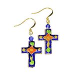 (image for) Cloisonne Cross & Crystal Beaded Earrings