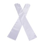 (image for) White Satin Long Glamorous Formal Gloves