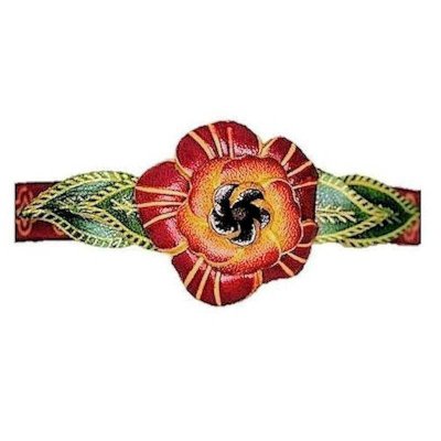 (image for) Striped Flower Leather Choker Necklace