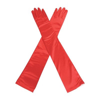 (image for) Red Satin Long Glamorous Formal Gloves