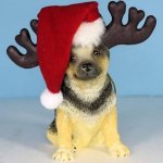 (image for) German Shepherd Dog Ornament Santa Hat & Horns