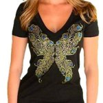 (image for) Peacock Butterfly Rhinestone Shirt by Sabrina Barnett