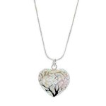 (image for) Filigree 3D Silver Heart Necklace & Earrings Jewelry Set