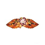 (image for) Beaded Flower Leather Hair Barrette