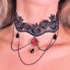 (image for) Red Rose & Vintage Black Lace Choker Necklace