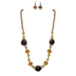 (image for) Peach Pearls & Crystals Necklace & Earrings Jewelry Set