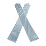 (image for) Light Blue Satin Long Glamorous Formal Gloves