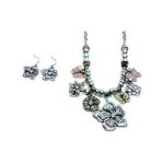 (image for) Flowers & Butterflies Necklace & Earrings Jewelry Set