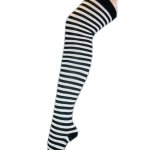 (image for) White & Black Stripe Thigh High Socks