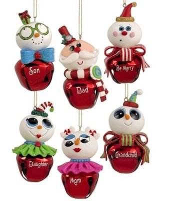 (image for) Cartoon Jingle Bell Character Christmas Ornament