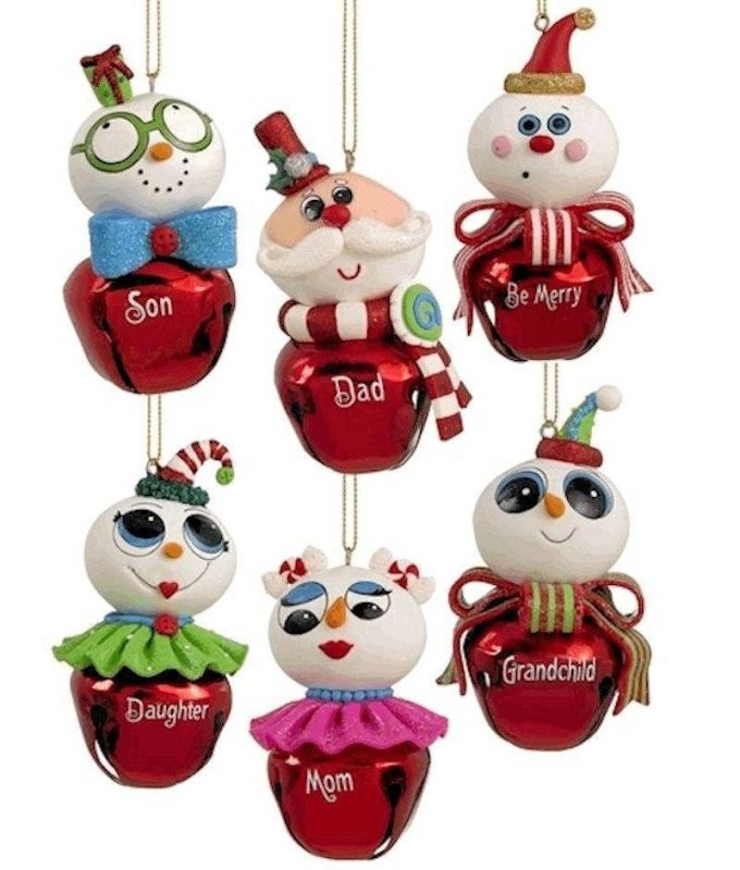 (image for) Cartoon Jingle Bell Character Christmas Ornament