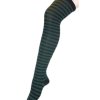 (image for) Green & Black Stripe Thigh High Socks