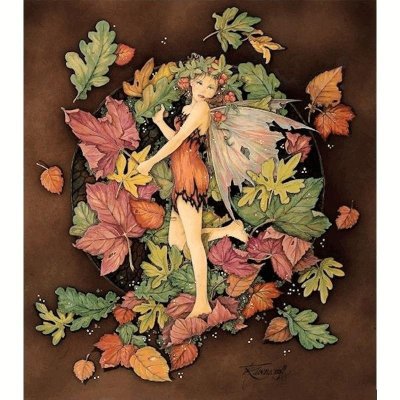 (image for) Autumn Leaves Fairy Fantasy Art by Linda Ravenscroft