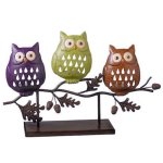 (image for) Crimson Hollow Owl Figurine Metal Tea Light Candle Holder
