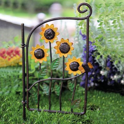 (image for) Sunflower Gate Figurine for a Fairy Garden