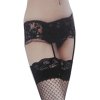 (image for) Black Lace Garter Belt & Matching Fishnet Stocking Set