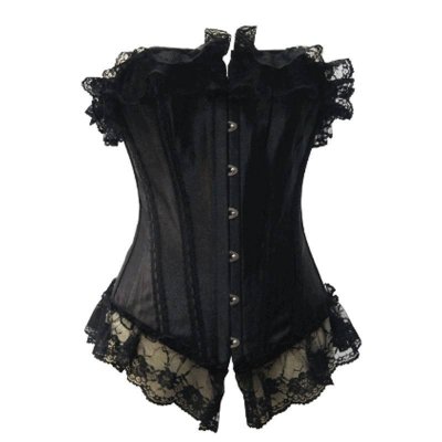 (image for) All About Sexy Long Black Lace Ruffle Corset