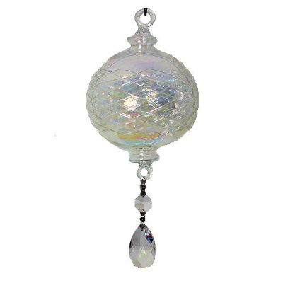 (image for) Crystal Ball Glass Ornament Clear with Crystal Dangle