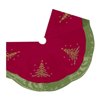 (image for) Holiday Tree Embroidered Christmas Tree Skirt