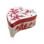 (image for) Heart Shape Red Leaf Design Trinket Box