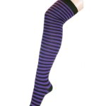 (image for) Purple & Black Stripe Thigh High Socks