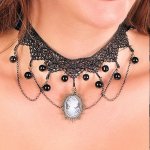 (image for) Black Lace and Cameo Choker Necklace