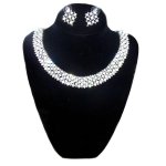 (image for) Glorious Rhinestone Choker Necklace & Earrings Jewelry Set