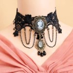 (image for) Black Vintage Cameo Cascade Choker Necklace