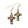 (image for) Cloisonne Cross & Crystal Beaded Earrings