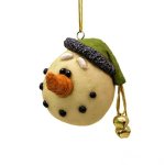 (image for) Big Head Green Hat Snowman Figurine Christmas Ornament