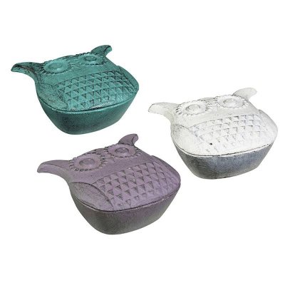 (image for) Cast Iron Owl Figurine Trinket Box by Grasslands Road