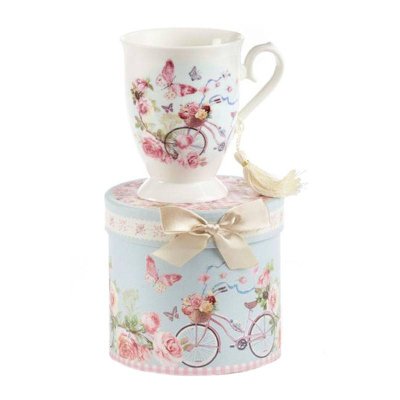 (image for) Butterflies, Roses & Bicycle Footed Tea Cup